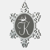 Art Fairy Initiaal: K Tin Sneeuwvlok Ornament (Rechts)
