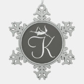 Art Fairy Initiaal: K Tin Sneeuwvlok Ornament (Voorkant)
