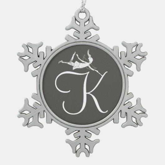 Art Fairy Initiaal: K Tin Sneeuwvlok Ornament (Voorkant)
