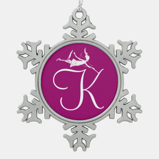 Art Fairy Initiaal: K Tin Sneeuwvlok Ornament (Voorkant)