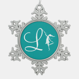 Art Fairy Initiaal: L Tin Sneeuwvlok Ornament