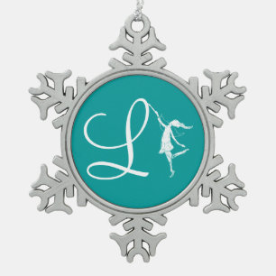 Art Fairy Initiaal: L Tin Sneeuwvlok Ornament