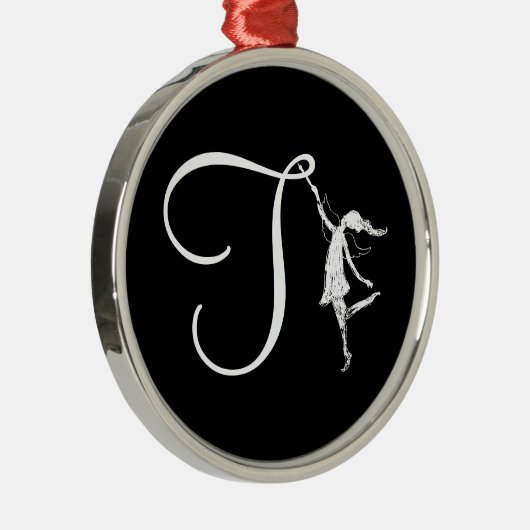 Art Fairy Initiaal: T Metalen Ornament (Rechts)