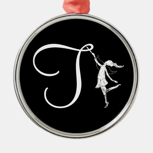 Art Fairy Initiaal: T Metalen Ornament (Voorkant)