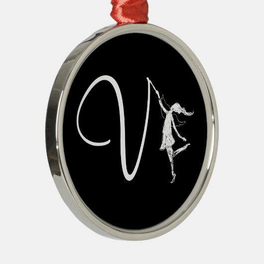 Art Fairy Initiaal: V Metalen Ornament (Rechts)