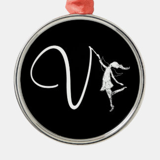 Art Fairy Initiaal: V Metalen Ornament