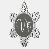 Art Fairy Initiaal: V Tin Sneeuwvlok Ornament (Rechts)