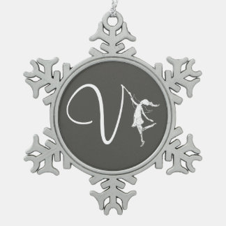 Art Fairy Initiaal: V Tin Sneeuwvlok Ornament