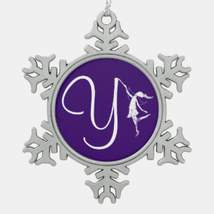 Art Fairy Initiaal: Y Tin Sneeuwvlok Ornament