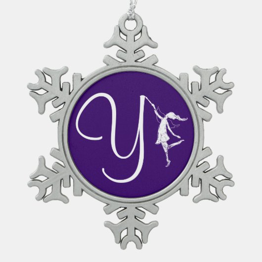 Art Fairy Initiaal: Y Tin Sneeuwvlok Ornament (Voorkant)