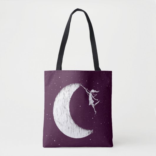 Art Fairy: Verf de maan (Paars) Tote Bag (Voorkant)
