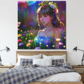 *~ Art Fantasy Wild Flowers Meisje AP56 Waterverf Canvas Afdruk (Insitu (Slaapkamer))