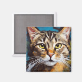 Art feline Tabby kat expressionist Magneet (Voorkant / Achterkant)