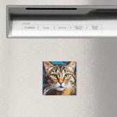 Art feline Tabby kat expressionist Magneet (Insitu (Vaatwasser))