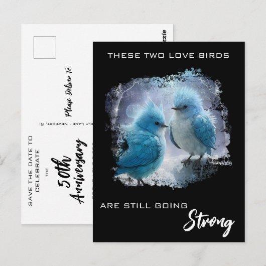 *~* ART Fluffy Jubileum Tortelduifjes AP54 Briefkaart (Voorkant / Achterkant)