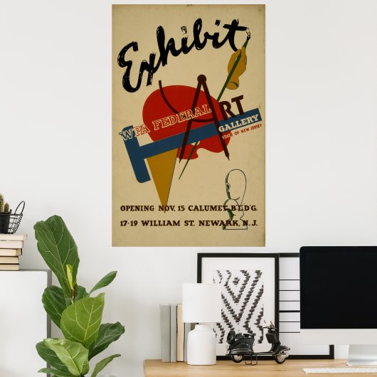 Art Gallery Exhibition New Jersey  WPA Poster (Thuiskantoor)