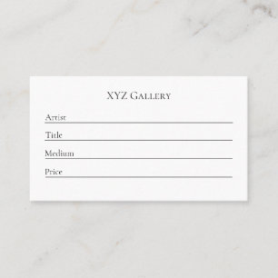Art Gallery Tentoonstelling Label Kaart Sjabloon