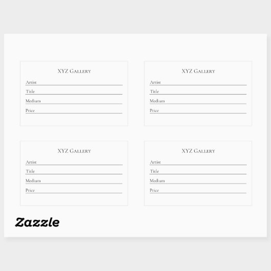 Art Gallery Tentoonstelling Label Sticker (Vel)