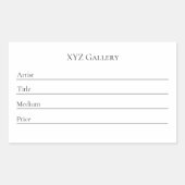 Art Gallery Tentoonstelling Label Sticker (Voorkant)