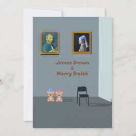 Art Gallery Van Gogh Vermeer Teddy Bears Wedding Kaart