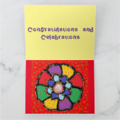 Art geïnspireerde geel roze groene bloemblaadjes kaart (Binnen)