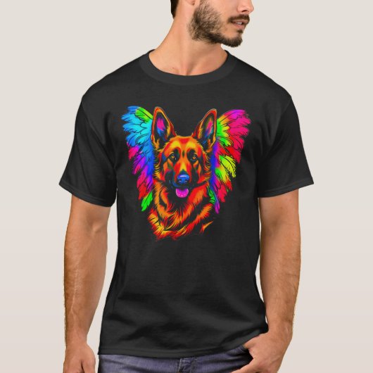 Art German Shepherd Dog Angel Wing T-shirt (Voorkant)