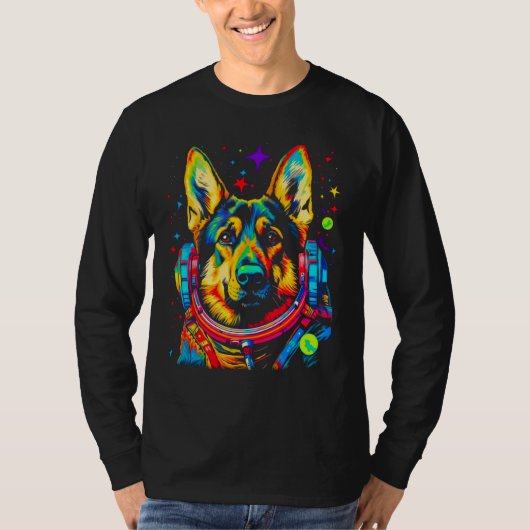 Art German Shepherd Dog Astronaut T-shirt (Voorkant)