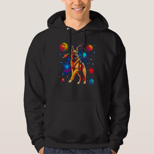 Art German Shepherd Dog Cosmos Galaxy Space Planet Hoodie (Voorkant)