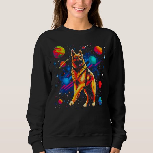 Art German Shepherd Dog Cosmos Galaxy Space Planet Trui (Voorkant)