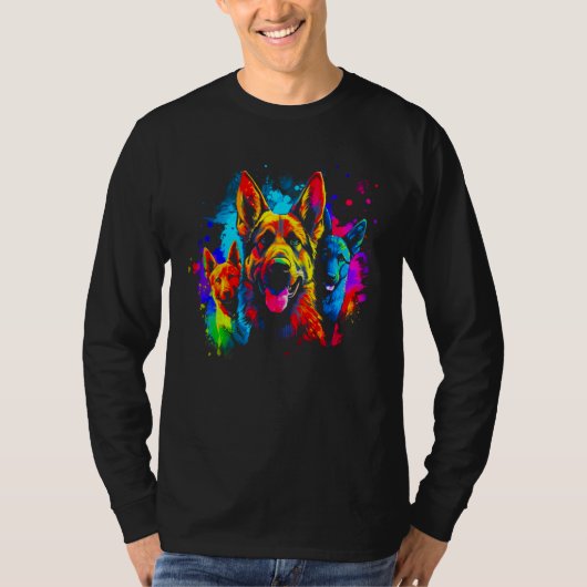 Art German Shepherd Dog Family T-shirt (Voorkant)