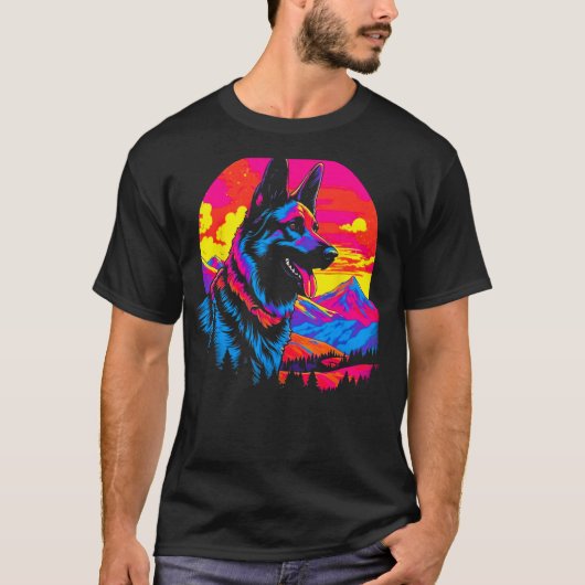 Art German Shepherd Dog Hike T-shirt (Voorkant)