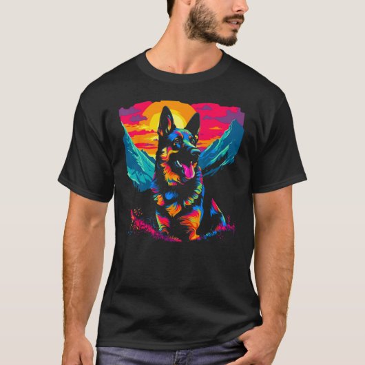 Art German Shepherd Dog Hiking T-shirt (Voorkant)