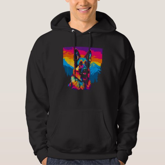 Art German Shepherd Dog Mountain Hoodie (Voorkant)