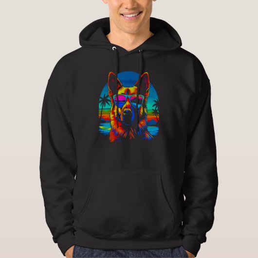 Art German Shepherd Dog Sunglasses Vacation Hoodie (Voorkant)
