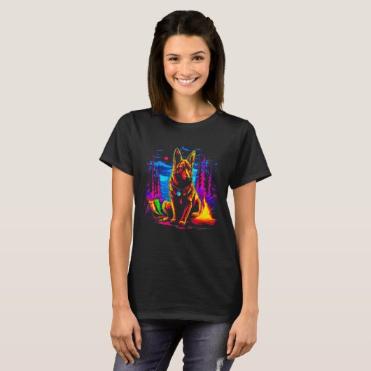 Art German Shepherd Dog Wilderness T-shirt (Voorkant volledig)