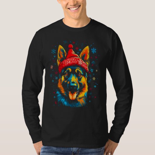 Art German Shepherd Dog Xmas T-shirt (Voorkant)