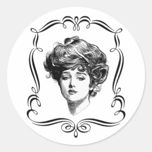 Art Gibson Girl Ronde Sticker