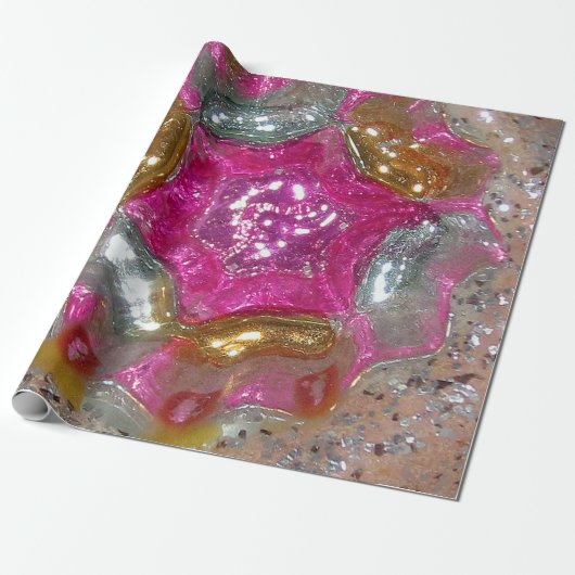 Art Glas Bubble Gom Roze Jewel Bruiloft Kerstmis Cadeaupapier (Uitgerold)