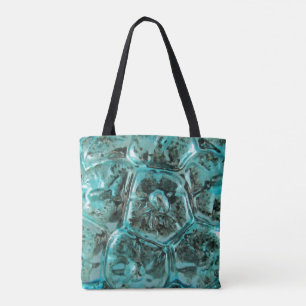 Art Glass Aqua Blauwgroen Blue Jewel Crocodile Ski Tote Bag