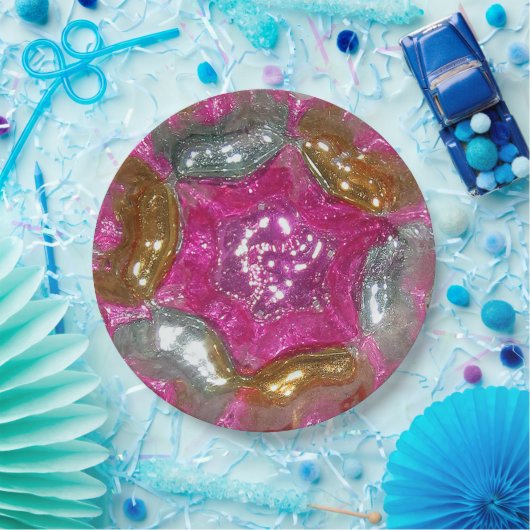 Art Glass Art Deco Yummy Pink Jewel Trouwdiner Papieren Bordje (Feest)