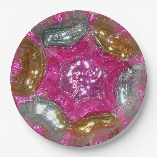 Art Glass Art Deco Yummy Pink Jewel Trouwdiner Papieren Bordje (Voorkant)