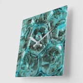 Art Glass Blauwgroen Blue Jewel Turtle Shell Vierkante Klok (Hoek)