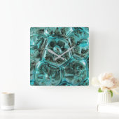 Art Glass Blauwgroen Blue Jewel Turtle Shell Vierkante Klok (Huis)