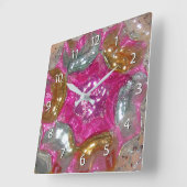 Art Glass Bubble Gum Pink Jewel - getallen Vierkante Klok (Hoek)