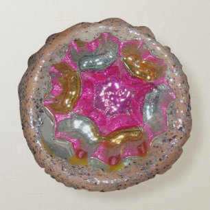 Art Glass Kerstbal Roze Jewel Kaleidoscoop Rond Kussen