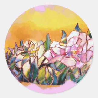 Art Glass Peony Artistic Modern Seal Ronde Sticker