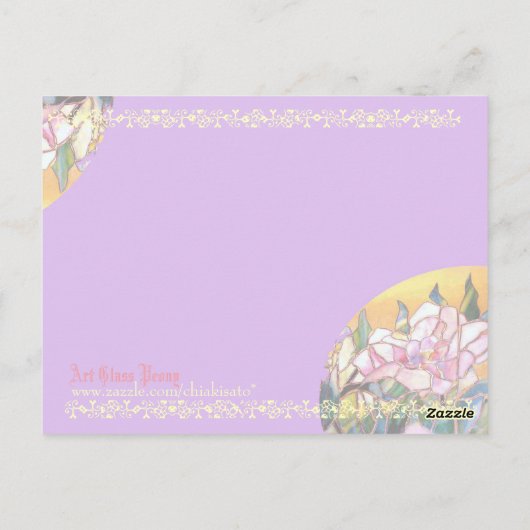 Art Glass Pioen Bedankt Mooie Kaart (Achterkant)