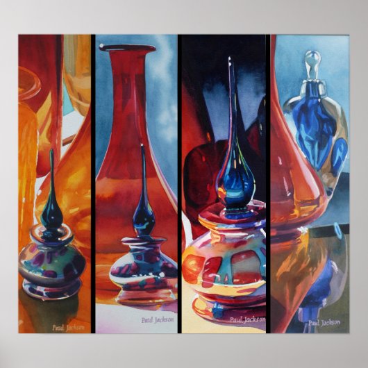 Art Glass Waterverf Menagerie Poster (Voorkant)