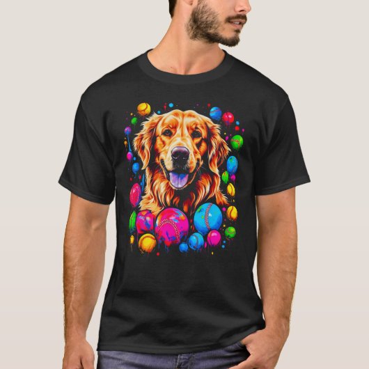 Art Golden Retriever Dog Baseball T-shirt (Voorkant)