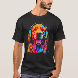 Art Golden Retriever Dog DJ Headset T-shirt